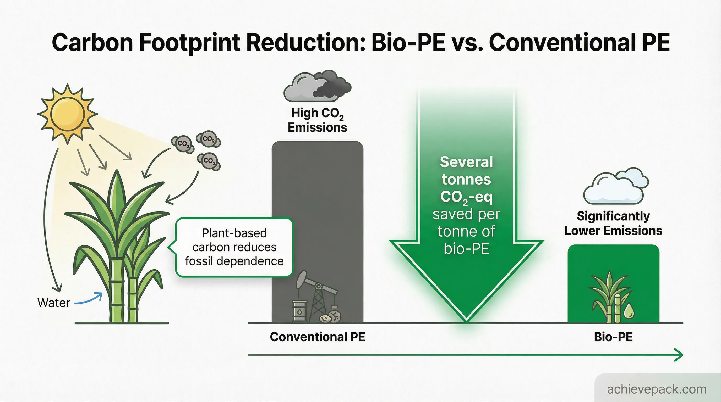 Carbon footprint reduction benefits of Bio-PE from sugarcane cultivation