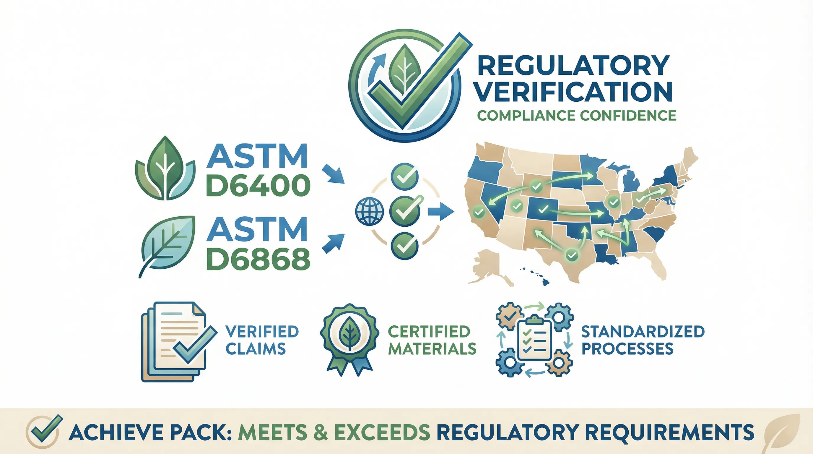 ASTM compliance standards verification for compostable packaging