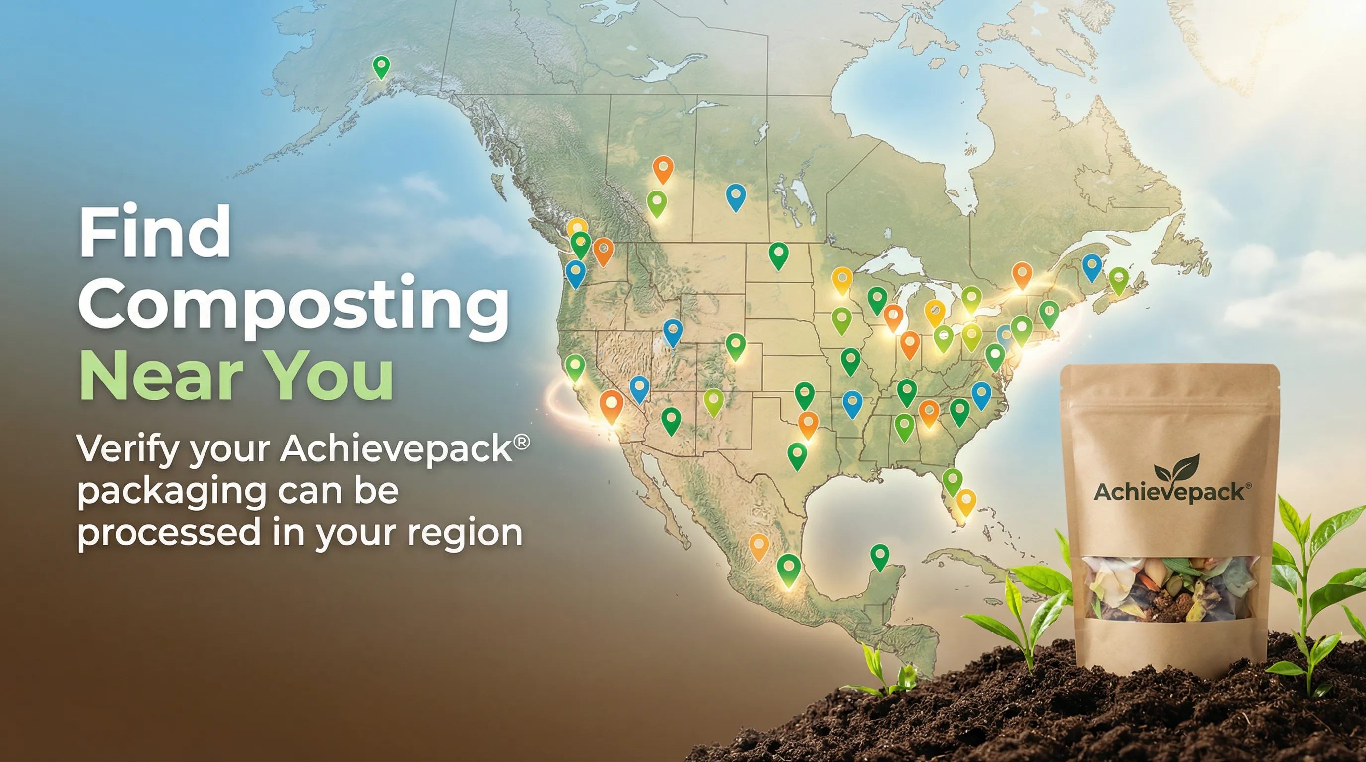 Global composting facility map and locator screenshot mockup