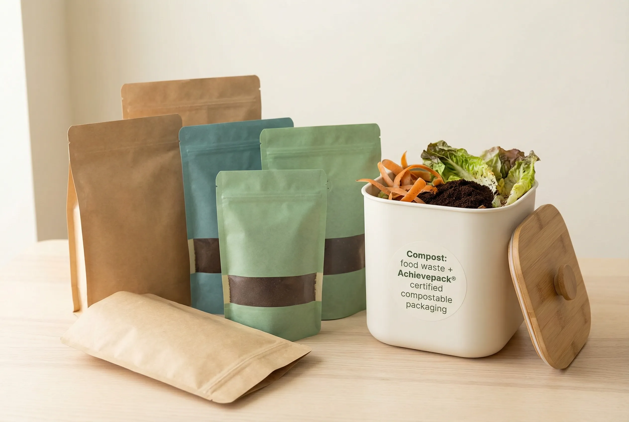 Enriched composting soil for packaging applications