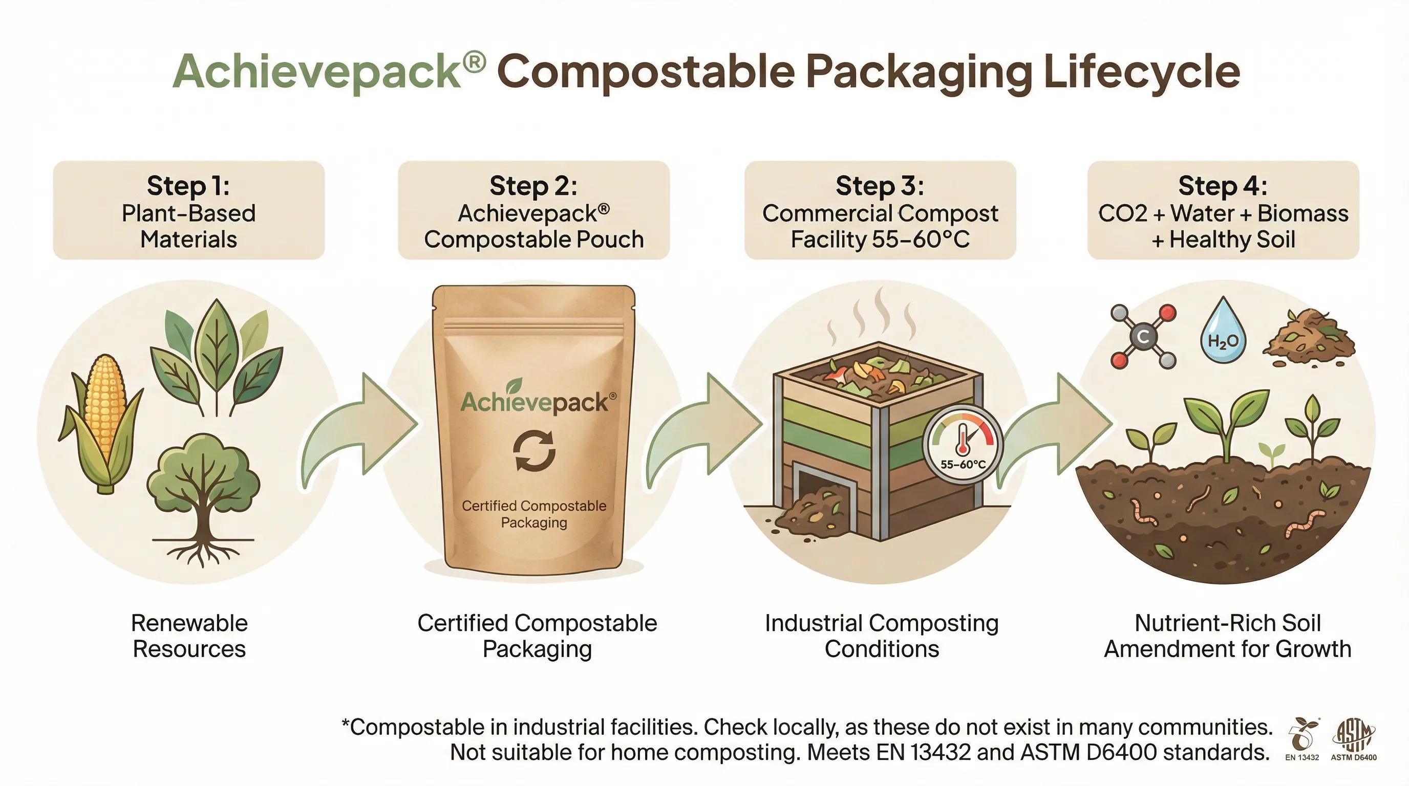 Compostable packaging circular lifecycle infographic