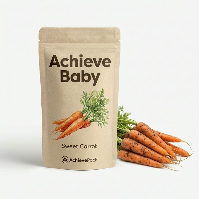 Sweet carrot baby puree spout pouch mockup with clear window