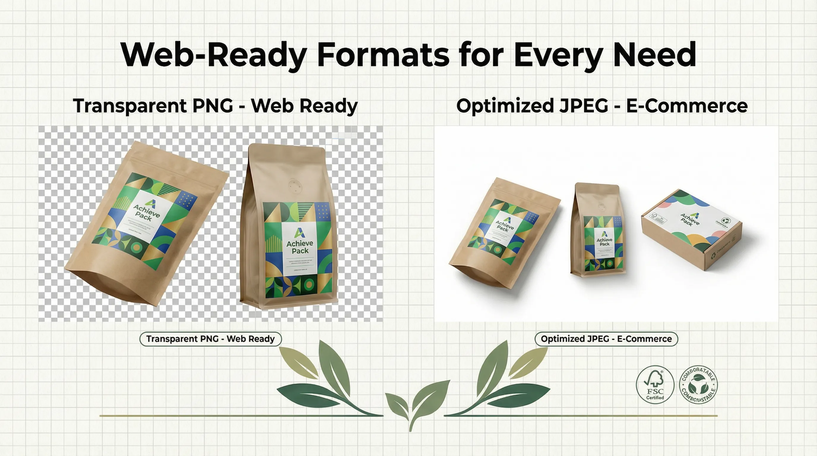 Transparent PNG and JPEG formats for e-commerce