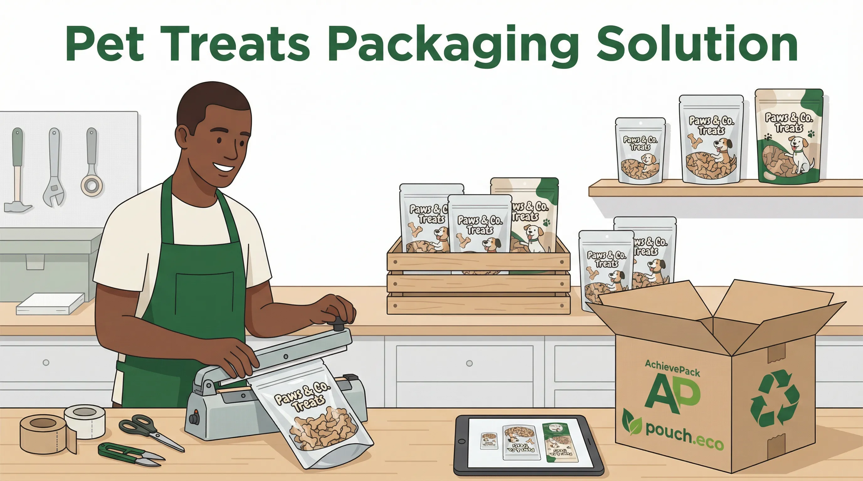 Earthy unbleached organic pet treats packaging pouch