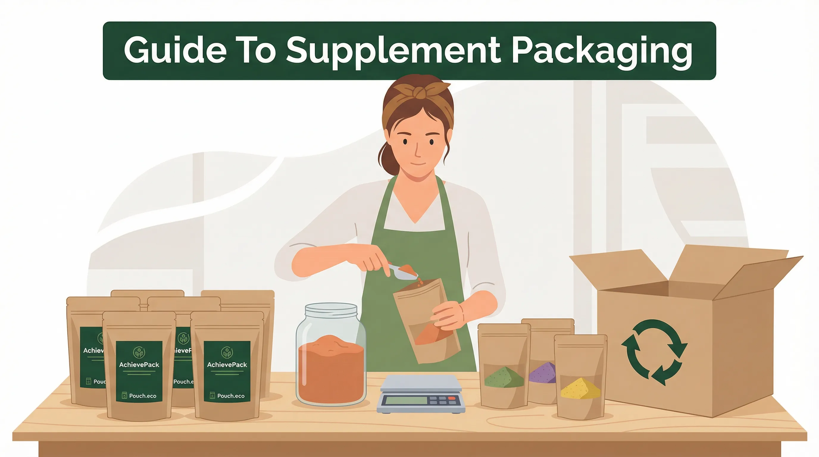 Premium wellness supplements stand-up pouch packaging mockup