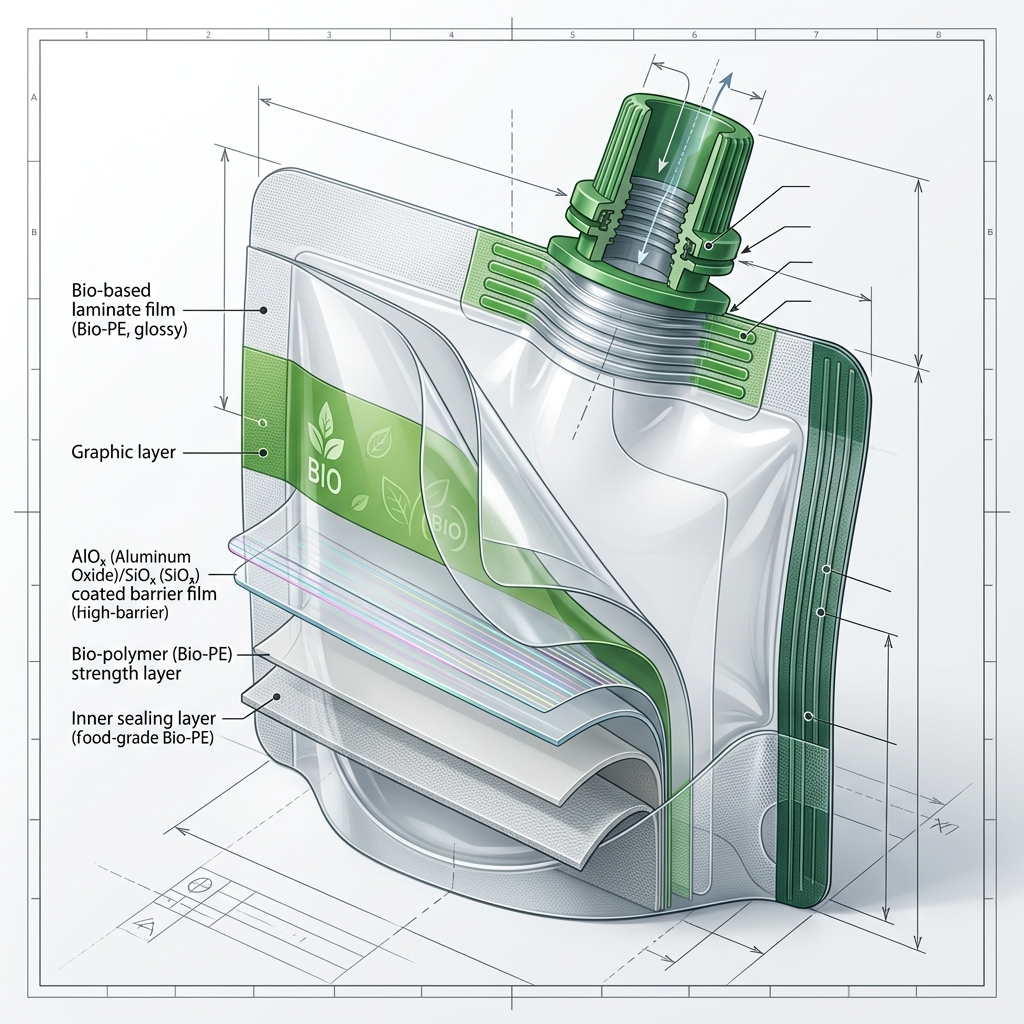 Bio-based Spout Pouch Engineering Illustration