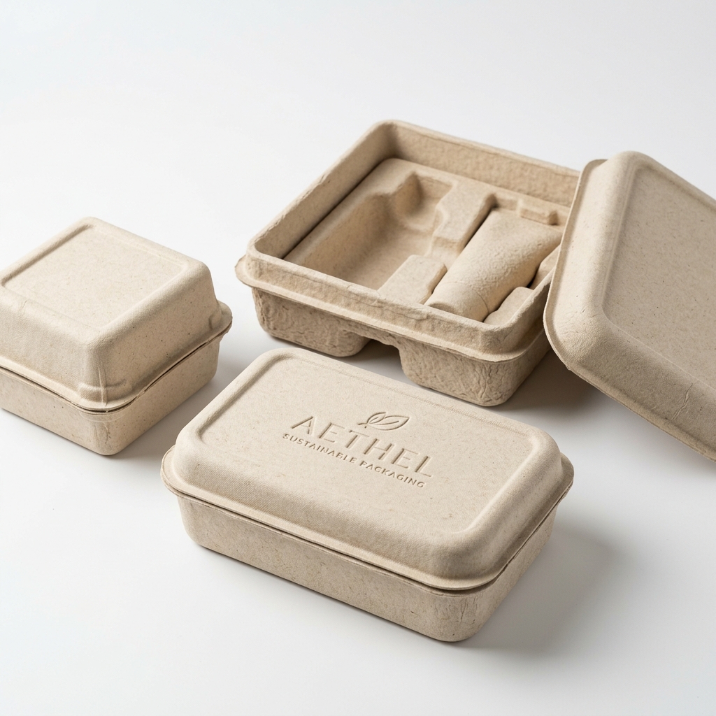 Premium eco-degradable molded pulp packaging boxes