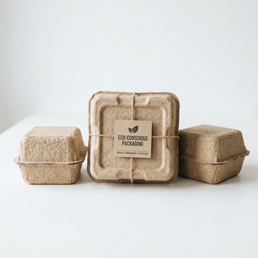 Minimalist eco-friendly molded pulp packaging boxes