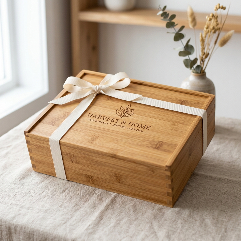 Premium wooden gift box from sustainable bamboo