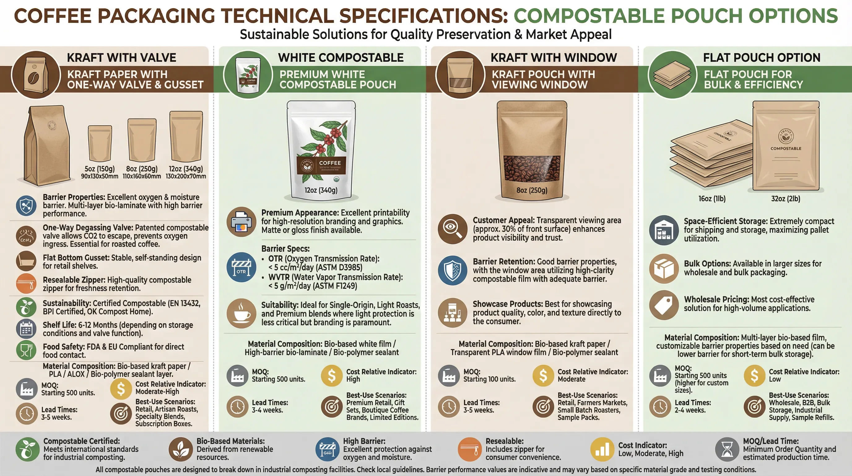 Coffee pouch technical specifications and barrier properties