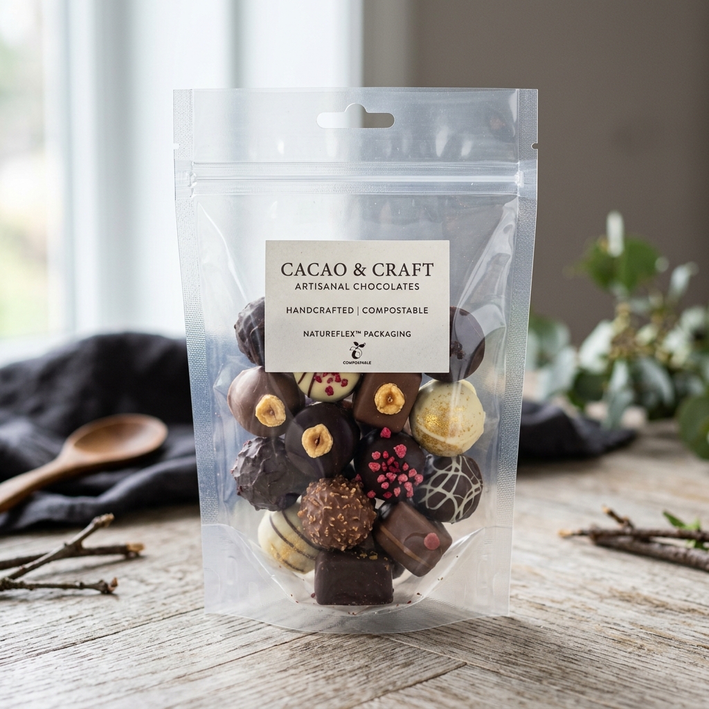 Are there Clear Transparent Compostable Pouches for Snacks & Chocolate?